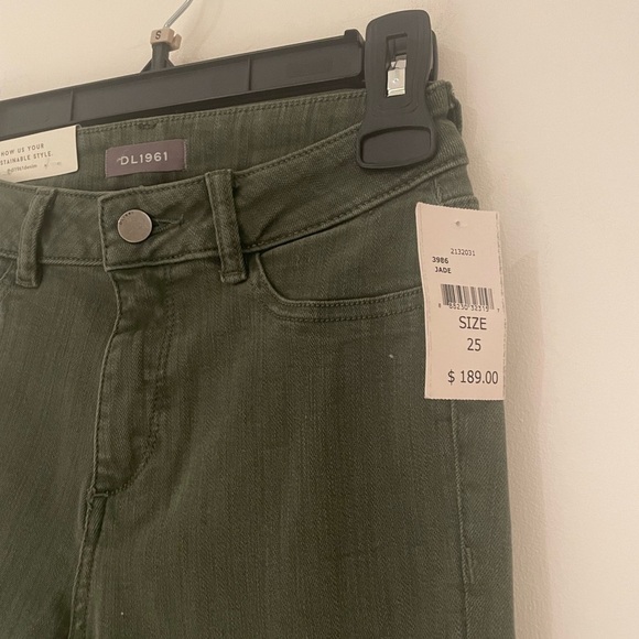 New DL1961 Women's Florence Cropped Mid Rise Instasculpt Skinny Jeans Jade - Picture 5 of 5